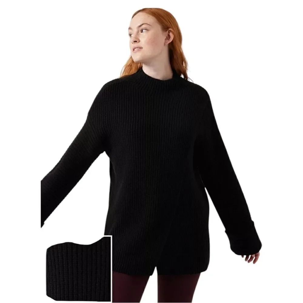 Athleta Oversized Azalea Sweater Black Oversized Medium NWOT
